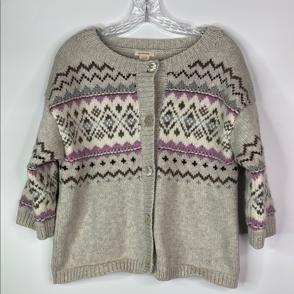 Sundance Fair Isle Nordic Short Sleeve Wool Blend Cardigan Sweater Size Medium - Picture 1 of 8